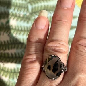 Elegant Silver Dendritic Agate Ring